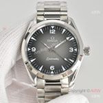High Quality Replica OMEGA Railmaster Silver Strap Black Face Dial Silver Bezel Fashion Watch 38mm